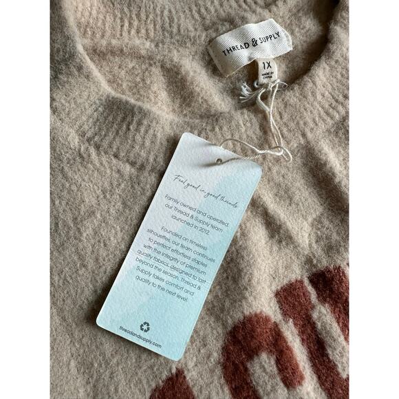 THREAD & SUPPLY Women's Nashville Sweater Size 1X In Sand Brick - Picture 5 of 16